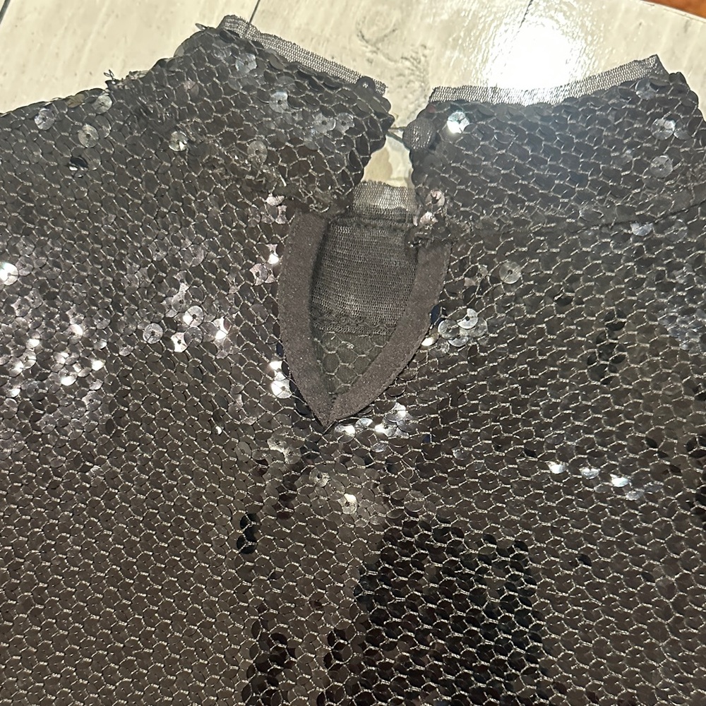 Intimately Free People Sz XS Diamond Eyes Black Sequin Top - Picture 8 of 9